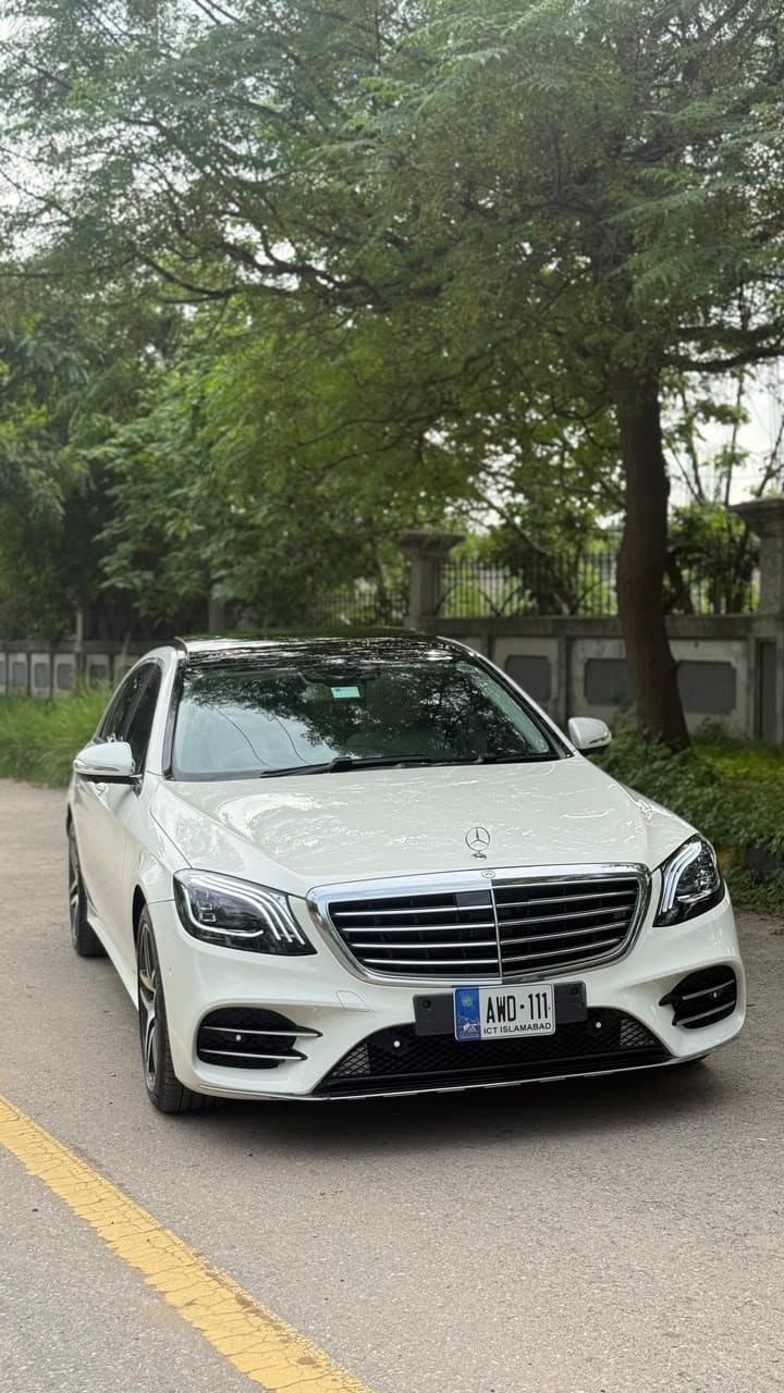 Mercedes-Benz S-Class in white for rent at RideOnTours