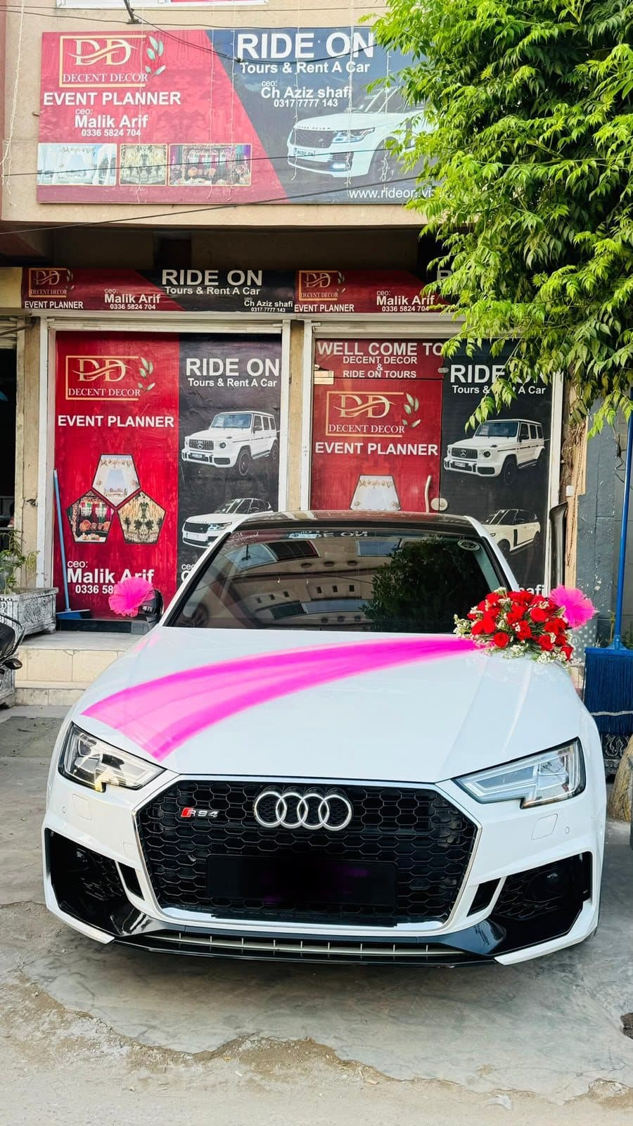 Audi A3 Sedan, RS styling in white for rent at RideOnTours